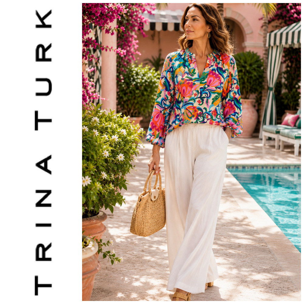 NWT Trina Turk Tanvi Top Sz XXL Multicolor Floral Puff Sleeve Lined Blouse Shirt